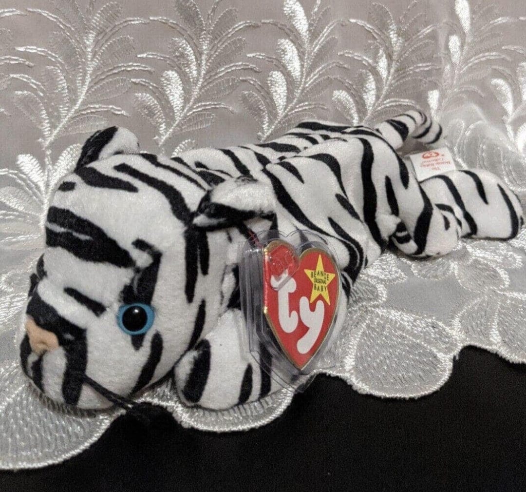 Ty Beanie Baby Blizzard the White and Black Tiger