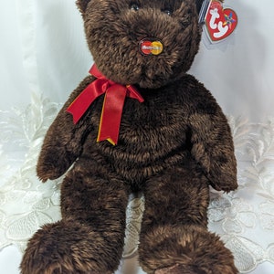 Ty Beanie Buddy - M.C. Beanie, o urso marrom Mastercard (14 pol.) quase perfeito