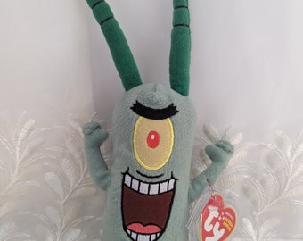 Ty Beanie Babies - Sheldon J Plankton from SpongeBob the TV Show. Mint  Rare Plush Toys (8.5 in)