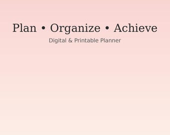 Plan • Organize • Achieve | Digital & Printable Life Planner Bundle | Pastel Hyperlinked PDF + Stickers + Canva Template