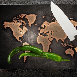 Planche à découper carte du monde, Planche à découper personnalisée, Planche à découper en verre, Planche à découper carte, Planche à découper en verre trempé, Ustensiles de cuisine,