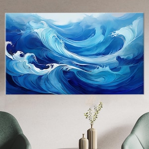 Handmade Abstract Wave Canvas Art: Modern Coastal Decor