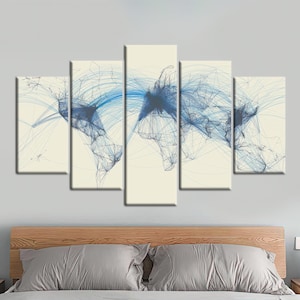 Luftverkehr Flug Leinwand Druck, Flugwege Weltkarte 3D Leinwand, Luftfahrt Karte Leinwand Geschenk, Karte 3D Leinwand, Büro Wanddekoration, abstrakte Kunst