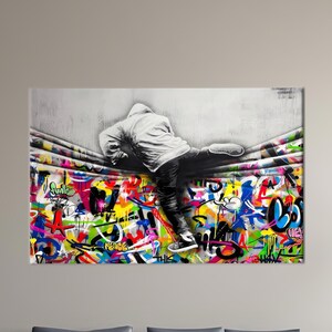 Banksy Boy Graffiti Art Canvas Print - Modern Wall Decor
