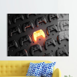 Gamers Haven Canvas: Black Glass Wall Art, Modern Room Decor