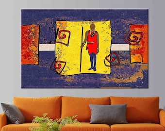African Wall Art, Ethnic Wall Art, Ethnic Canvas, African Canvas, African Painting, African Decor, African Artwork, Abstract Wall Art,