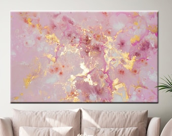 Pink and Gold Marble Canvas Print: Modern Wall Art