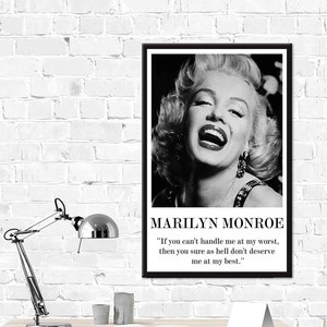 Póster de Marlyin, póster de Monroe, Si no puedes manejar, impresión de cita de Marlyin, lienzo de Marlyin Monroe, arte de pared de Monroe, impresión de Monroe, lienzo de mujer,