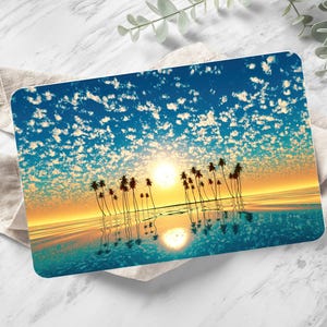 Blue Chopping Board, Sunrise on the Beach Serving Board, Tropical Cutting Board, Landscape Chopping Board, Gift for Mom, Personzalized Gift,