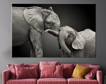 Elephants Love, Elephant Wall Art, Elephant Canvas, Elephant Poster, Elephant Wall Decor, Elephant Photo Print, Animal Wall Art,