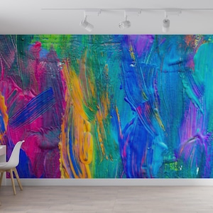 Abstraktes Wandbild, Wand Kunst Dekor, Geschenk Tapete, Farb Wandbild, Kontaktpapier, Moderne Papierkunst, Bunte Wandmalerei, Tapetenpaneele,