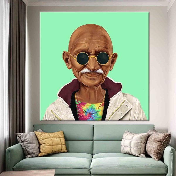 Mahatma Gandhi, Mahatma Gandhi Leinwand, Indien Frieden Hipster, Mahatma Gandhi Poster, Illustration Kunst, Mahatma Gandhi Druck, Mahatma Gandhi,
