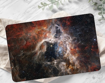 Tabla de cortar de vidrio con diseño de la Nebulosa de la Tarántula: Tabla para servir con vista espacial de la NASA