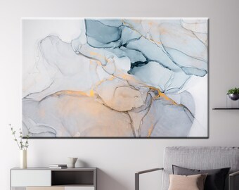 Blue Marble Print, Gold Marble, Gray Marble Canvas, Marble Wall Art, Marble Home Decor, Marble Painting, Marble Wall Decor, Marble Print,