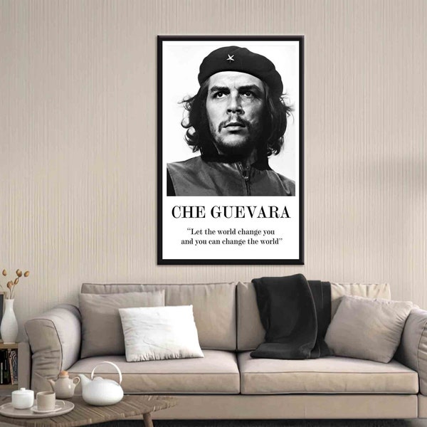 Che Guevara Wall Art, Che Guevara Canvas, Che Guevara Quotes Print, Let The World Change You, Inspirational Quote Print, Quote Wall Art,