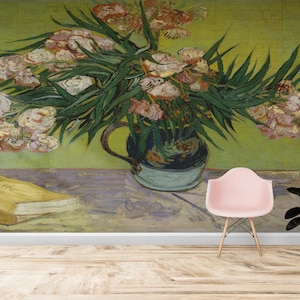 Tapete Schälen und Aufkleben, Van Gogh Blumen Wandbild, Oleander Papierkunst, Reproduktion Papierkunst, modernes Wandbild, selbstklebendes Papier,