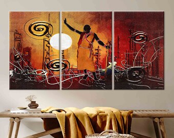 African Art Print, African Canvas, African Wall Decor, Ethnic Wall Art, Ethnic Canvas, Abstract Art, African Landscape, African Painting