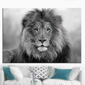 Blue Eyed Lion, Lion Wall Art, Lion Photo Print, Wild Animal, Animal Wall Art, Living Room Wall Art, Lion Canvas, Lion Wall Decor, Wild Lion