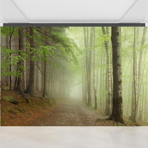 Calcomanías de pared de estilo rústico, papel tapiz extraíble, revestimiento de paredes, arte de papel con diseño de bosque, póster de pared moderno, papel digital, manualidades en papel en 3D