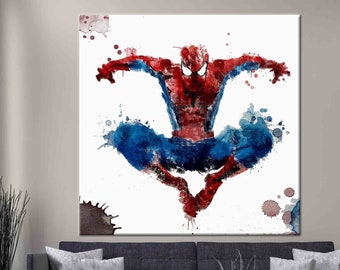 Aquarel canvasafdruk Spider-Man: muurkunst superheld