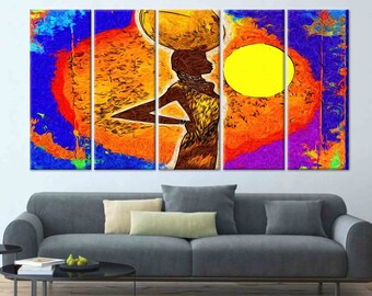African Girl, African Woman, Black Woman Canvas, African Wall Art, African Art, African Canvas, Abstract Wall Art, Abstract Canvas,