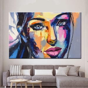 Abstract Woman Face, Colorful Woman Portrait, Woman Wall Art, Colorful Woman Canvas, Woman Wall Decor, Woman Poster, Abstract Canvas,