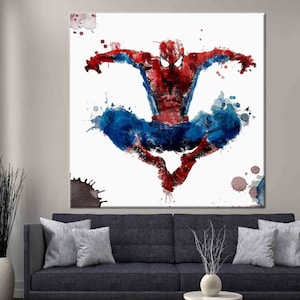 Spider-Man Watercolor Canvas Print: Superhero Wall Art
