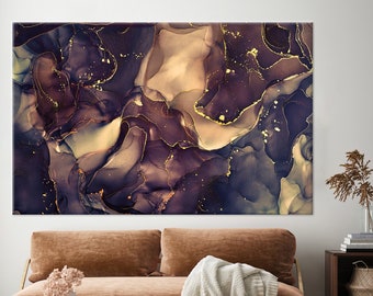 Gold Marble Canvas Print: Luxury Abstract Wall Art