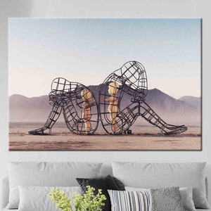 Inner Child Sculpture, Burning Man Sculpture, Inner Child Glowing, Two People Turning Their Backs On Each Other, Trendy Wall Art, Canvas Art