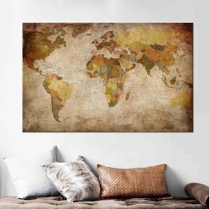 Weltkarte Print, Weltkarte Wandkunst, Karte Leinwand, Weltkarte Poster, Karte Malerei, Weltkarte Leinwand, Weltkarte Wandkunst, Leinwand Kunst