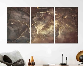 Gold and Brown Marble, Gold Marble Print, Luxury Wall Art, Brown Marble Wall Art, Marble Canvas, Gold Print, Modern Wall Art, Marble Print,