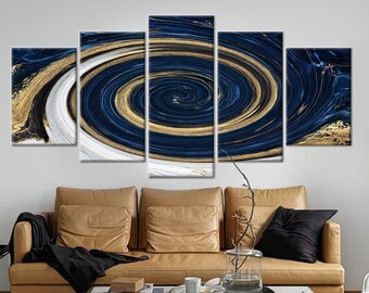 Blue Gold Marble Artistic Effect, Marble Wall Art, Abstract Marble Print, Marble Design Canvas, Marble Poster, Marble Canvas, Luxury Canvas,