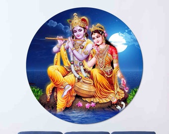 Tempered Glass, Indian Wall Decor, Mural Art, Wall Decor, Radha Krishna Hindu Couple, Hindu Couple Wall Decoration, Hindu Glass Decor,
