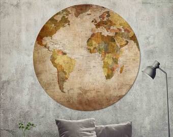 Glass Art Wall Decor,World Map Canvas Print,Large Glass Wall Art,Glass Printing,Large World Map Wall Decoration,