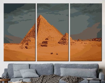 Pyramid Painting Wall Art, Abstract Egypt Painting, Pyramid Wall Decor, Egypt Wall Art, Pyramid Canvas, Egypt Print, Landscape Wall Art,