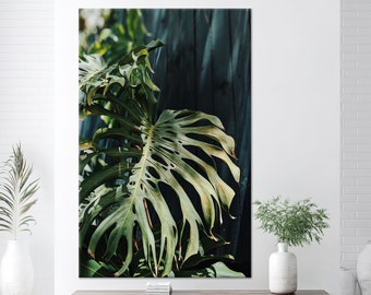 Monstera Leaf Canvas Print: Tropical Green Wall Art