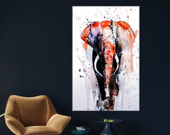 Watercolor Elephant Canvas Art: Animal Wall Decor