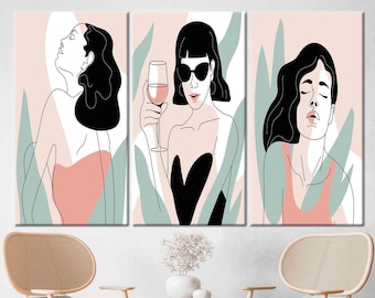 Women Portrait Print, Abstract Woman Portrait, Woman Silhouette Print, Woman Wall Art, Boho Woman Drawing, Boho Woman Portrait, Woman Poster