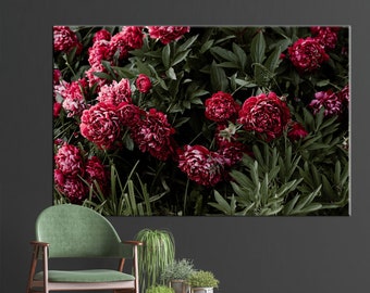 Rote Blumen Druck, Rote Blumen Leinwand, Blumen Wandkunst, Blumen Leinwand, Blumen Wandkunst, Blumen Leinwand, Botanische Wandkunst, Moderne Wandkunst,