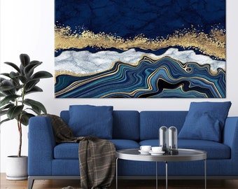 Blue Marble Canvas, Blue Marble Print, Gold Marble Canvas, Marble Print, Marble Wall Art, Marble Painting, Marble Poster, Marble Decor,