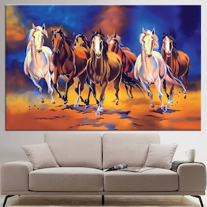 Running Horses Wall Art, Horse Canvas, Horse Wall Art, Animal Wall Art, Oil Painting Print, Abstract Horse Wall Art, Horse Poster, Horse Art