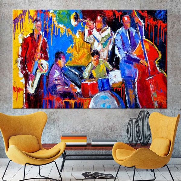 Colorful Jazz Canvas, Jazz Wall Art, Colorful Canvas, Jazz Poster, Music Canvas, Musical Instruments Wall Decor, Musical Canvas,