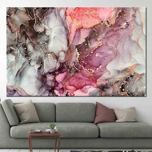 Lienzo de mármol rosa, arte de pared de mármol marrón, póster de mármol, mármol dorado, impresión de moho, arte de pared de lujo, arte de pared moderno, lienzo moderno, mármol