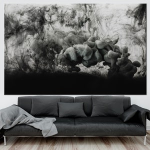 Abstract Smoke Canvas Print: Gray and Black Modern Wall Art