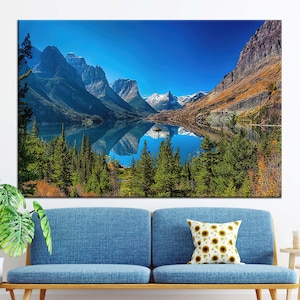 Saint Mary Lake and Wild Goose Island, Glacier National Park, Montana Landscape, Landscape Wall Art, Mountain Landscape, Lake Landscape,