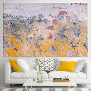 Yellow Abstract Canvas Art: Vintage Style Wall Decor