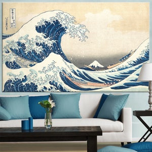 Katsushika Hokusai Artwork, The Great Wave, Japanese Wall Art, Japanese Canvas, Japanese Poster, Japan Wall Art, Wall Art Canvas, Japan Art