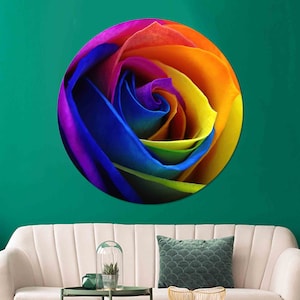Flower Glass, Glass Wall Decor, Mural Art, Custom Glass Printing Wall Art, Colorful Rose, Colorful Tempered Glass,