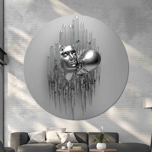Silver Hugging Couple Glass Wall Art: Custom Tempered Glass Print