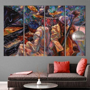 African Jazz Canvas Art: Abstract Music Painting